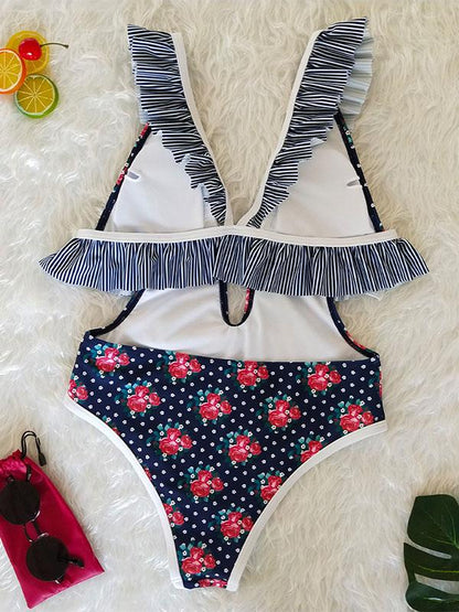 Falbala Bandage Sexy One Piece Swimwear