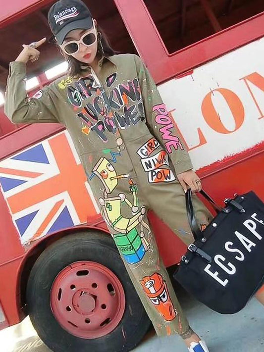 Street Casual Printed Jumpsuits