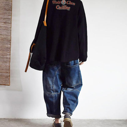 Buykud Casual Loose Cartoon Letters Printed Blouse