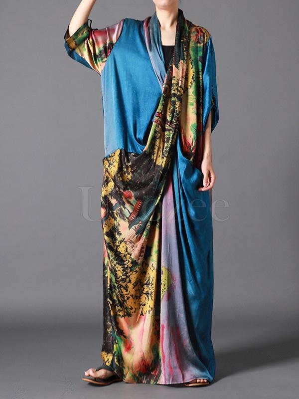 Casual Split-joint Silk Long Dress