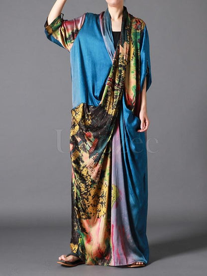 Casual Split-joint Silk Long Dress
