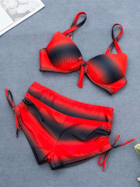 High Waist Black Stripes Bikinis Swimwear