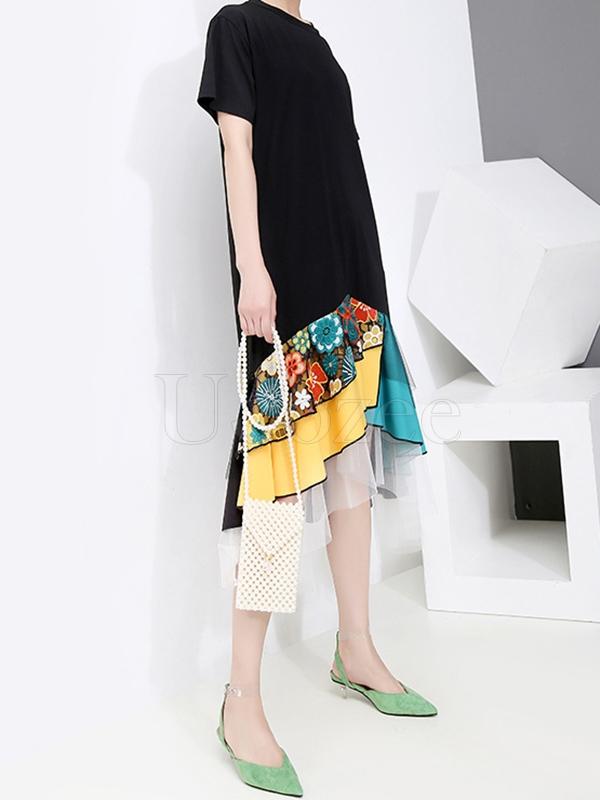 Casual Split-joint Gauze Long Dress