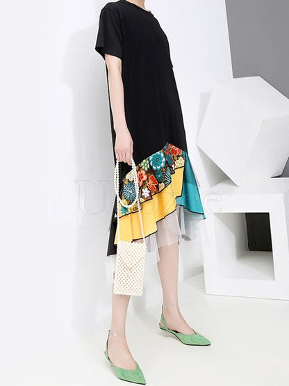 Casual Split-joint Gauze Long Dress