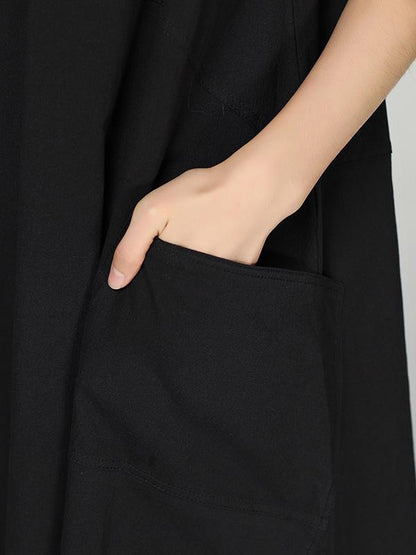 Simple Solid Split-joint Round-neck Dress