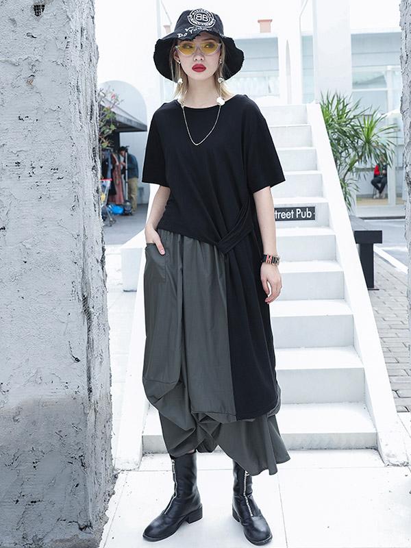 Cropped High-low Loose Plus Size T-shirt Top