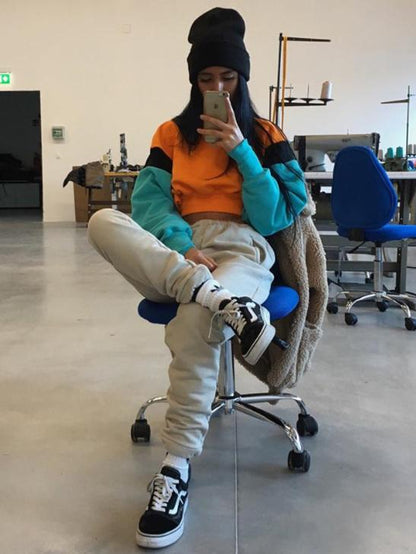 Candy Color Split-joint Sweatshirt