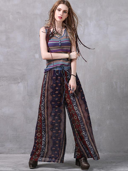 Bohemia Chiffon Wide Leg Casual Pants