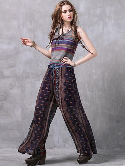 Bohemia Chiffon Wide Leg Casual Pants