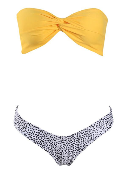 Strapless Top With Lwopard Panty Bikini Set