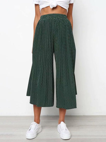 Polka-Dot Pleated Casual Pants Bottoms