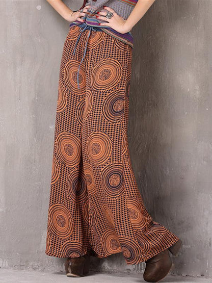 Printed Chiffon Wide Leg Casual Pants