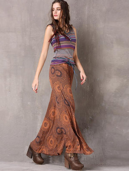 Printed Chiffon Wide Leg Casual Pants