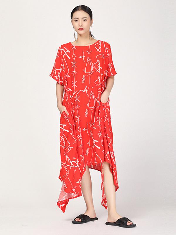 Literary Cropped Printed Long Dress