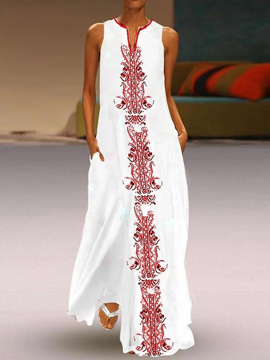 V-neck Sleeveless Maxi Dress