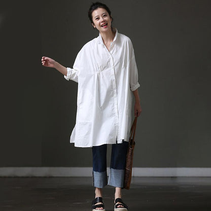 Casual Loose Three Quarter Sleeve Cotton Shirt
