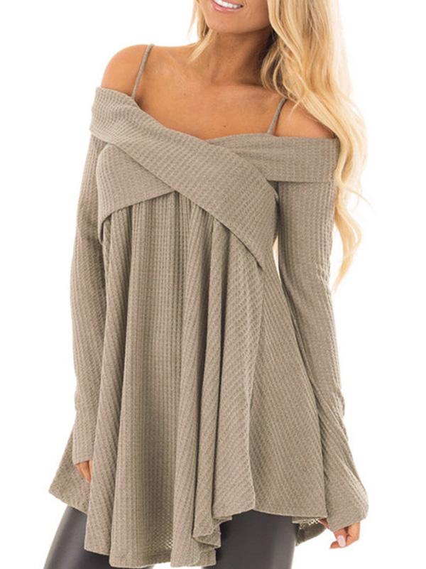 7 Colors Off-the-shoulder Blouses&Shirts Tops