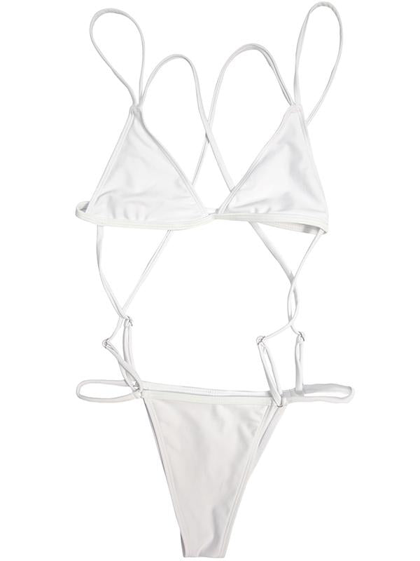 Triangle Plain Bikinis Swimwear