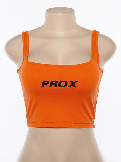 Letter Printed Crop Tanks