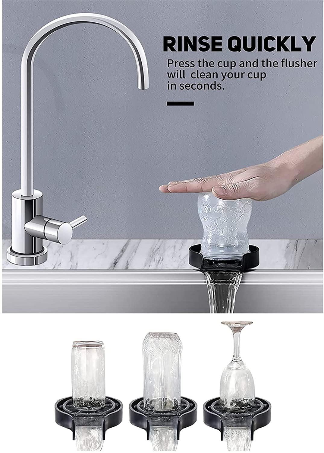 Kitchen Aink Faucet Bottle Washer glass Rinser