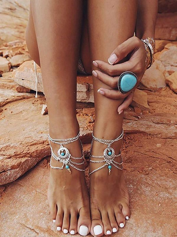 Pretty Tassels Water Drops Shapes Footchain Accessories