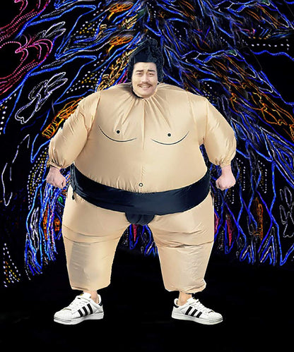 Sumo Wrestling Fat Suit Blow Up Fancy Dress Funny Inflatable Costume