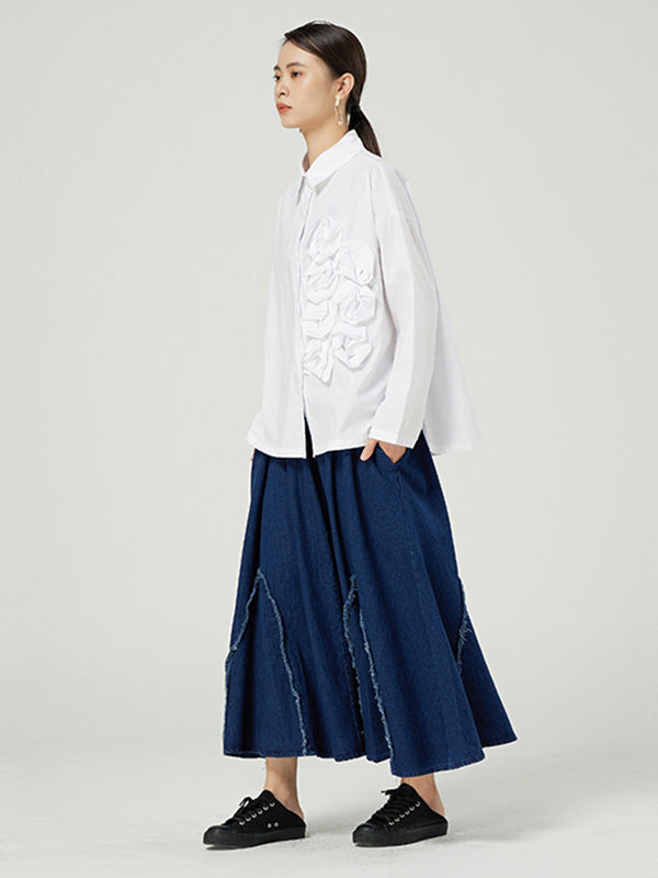 Simple Elasticity Waist Wide Leg Loose Pants