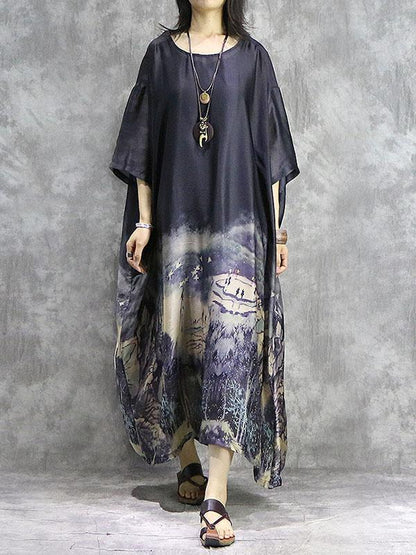 Literary Silk Split-joint 2-Pieces Long Dress