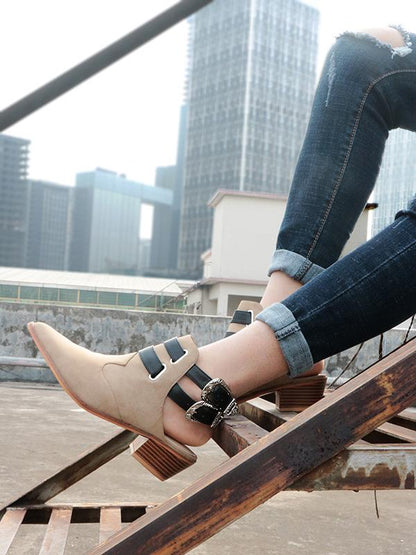 Fashion Double Buckle Pointed Shoes