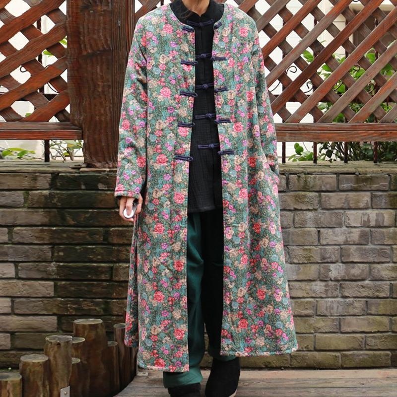 Chinese Style Women Long Thick Winter Coat