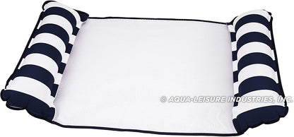 4-in-1 Monterey Hammock Inflatable Pool Float, Multi-Purpose Pool Hammock (Saddle, Lounge Chair, Hammock, Drifter) Pool Chair, Portable Water Hammock, Navy/White Stripe