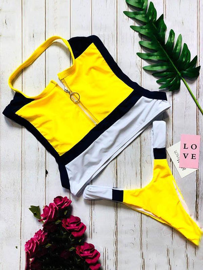 Sexy Zipper Colorful Bikinis Swimwear