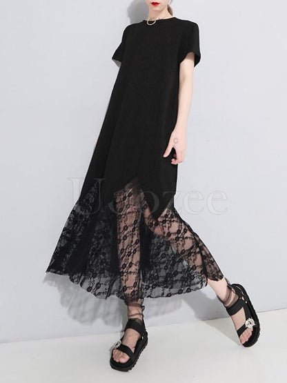 Lacy Angel's Wing Back Design Hollow Maxi Dress