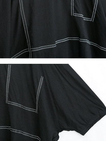 Batwing Sleeves Asymmetric Shirt