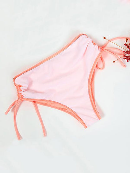 Solid Color Twist Bandage Split Bikini Swimsuit