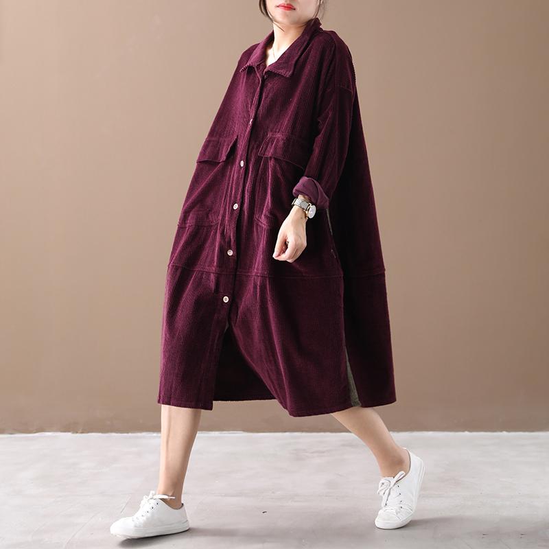 Buykud Pure Color Side Stripe Comfortable Loose Dress