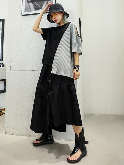 Knitting Split-joint Oversize T-Shirt