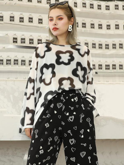 Loose Flower Printed Sunscreen T-shirt
