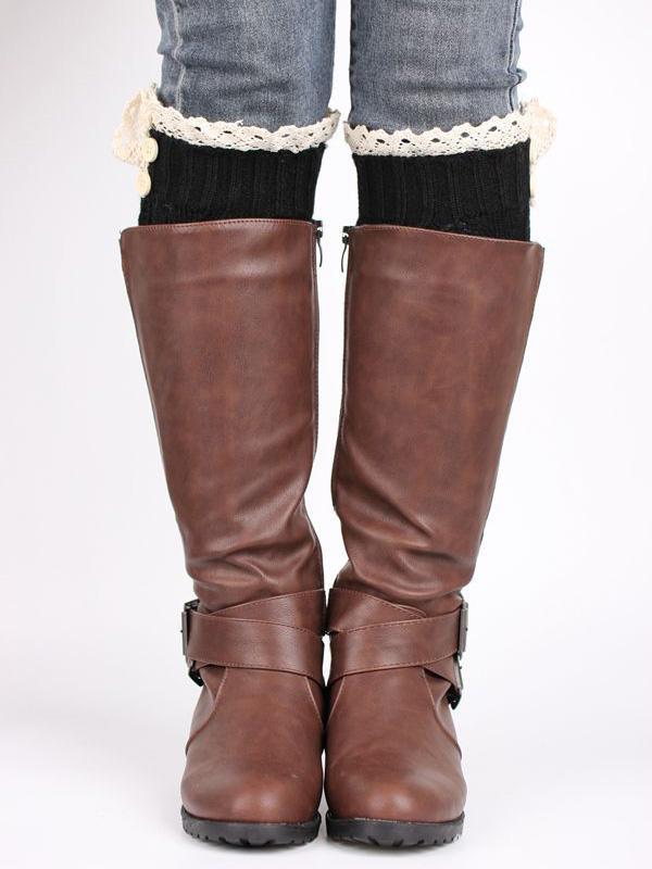 Lace Solid Color Knitting Ankle Socks