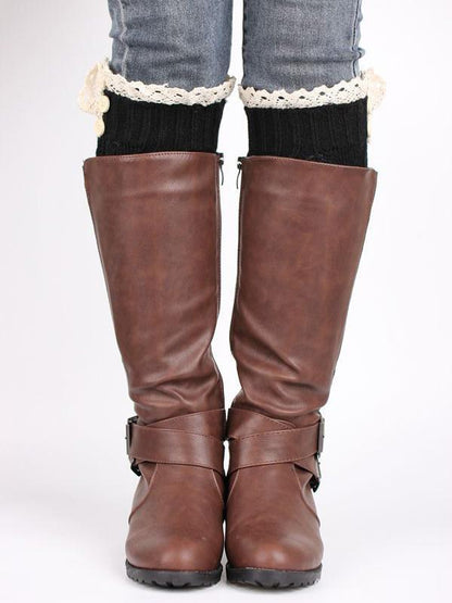 Lace Solid Color Knitting Ankle Socks