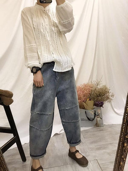 Casual Linen Embroidered Blouses