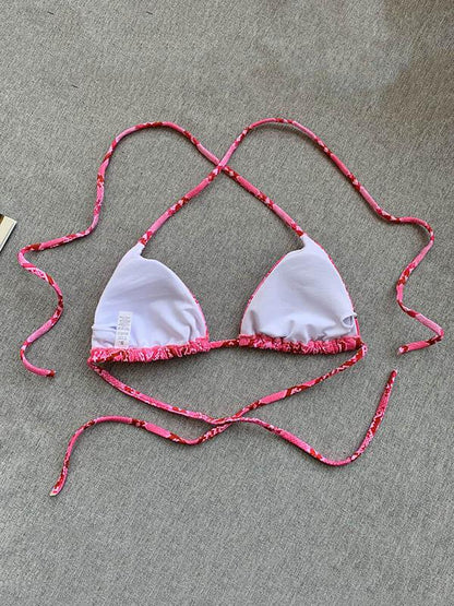 Snake-Print Bandage Split Bikini Swimsuit