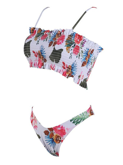 Smocked Spaghetti Strap Bikini Set