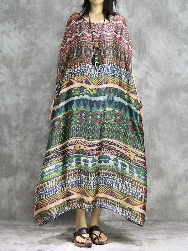 National Silk Batwing 2-Pieces Long Dress