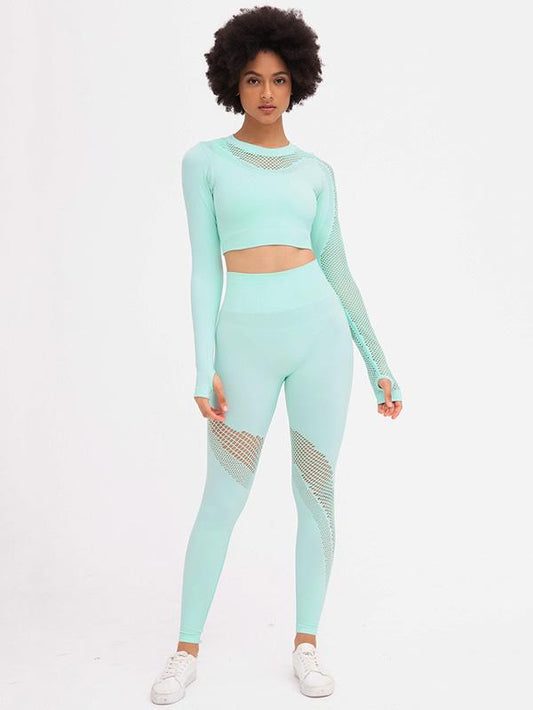 Sexy Hollow Long Sleeves Yoga Suits