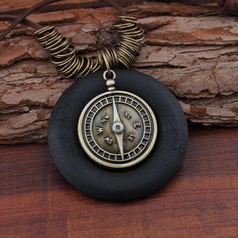 Buykud Alloy Compass Pendant Fashion Long Necklace
