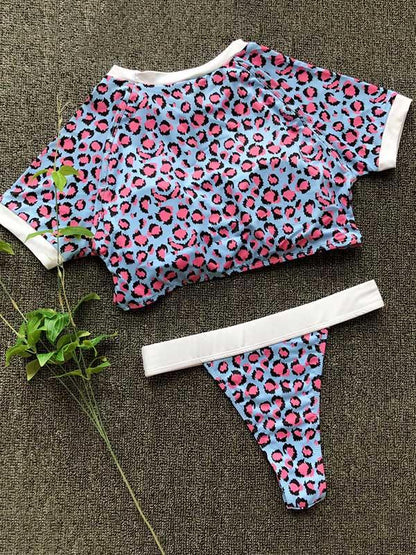 Sport Short Sleeves Bikinis Swimwear
