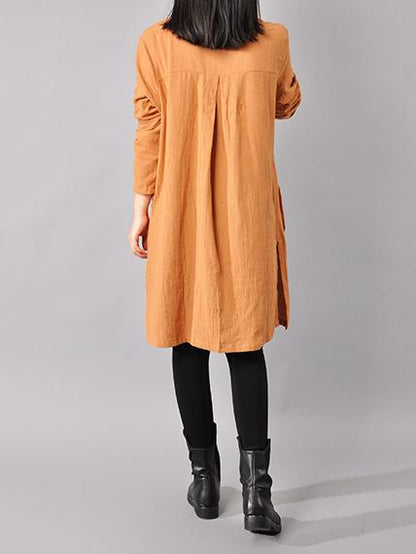 Plus Size Loose Solid Mini Dresses