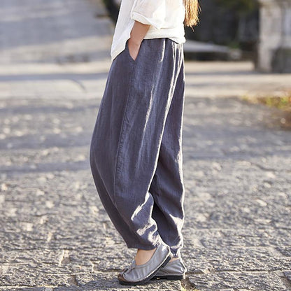 Buykud Comfort Pure Color Ramie Harem Pants