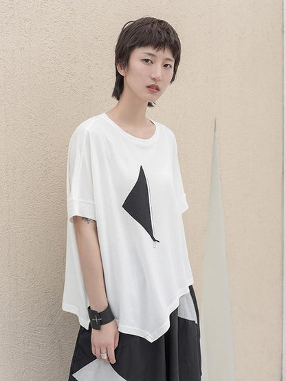 Simple Asymmetric High-low Oversize T-Shirt